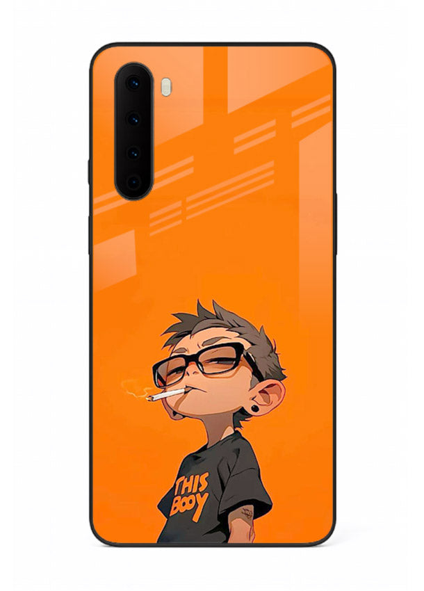 Orange Boy Character cartoon artwork OnePlus Nord glass back cover