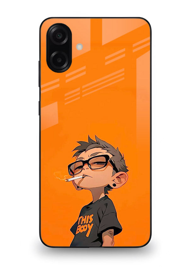 Orange Boy Character cartoon artwork Samsung A07 4G glass back cover