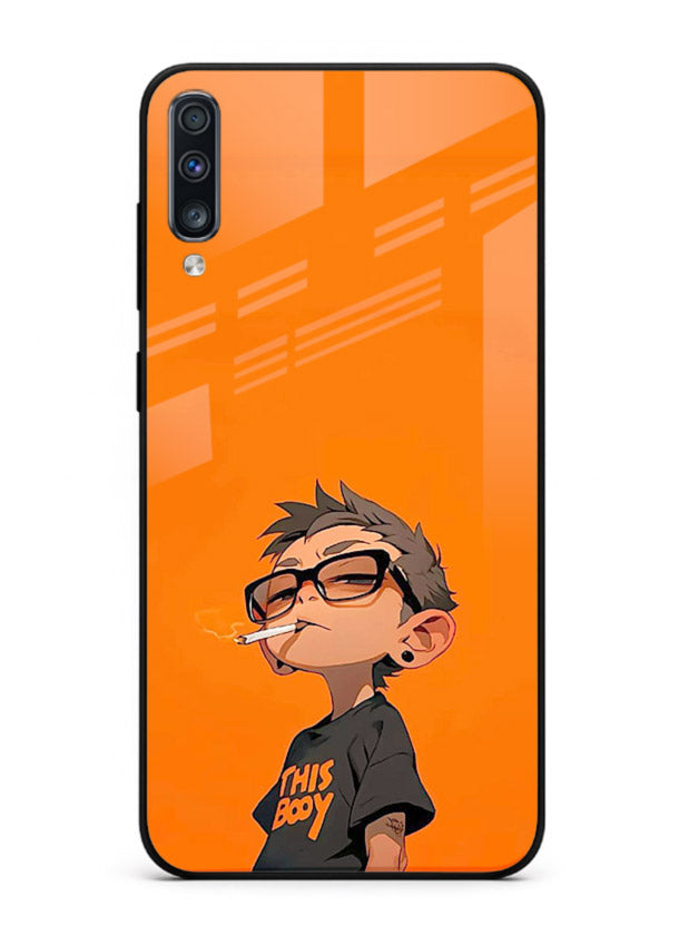 Orange Boy Character cartoon artwork Samsung A50 glass back cover