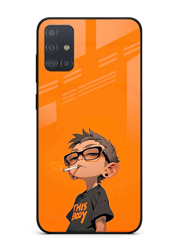 Orange Boy Character cartoon artwork Samsung A51 glass back cover