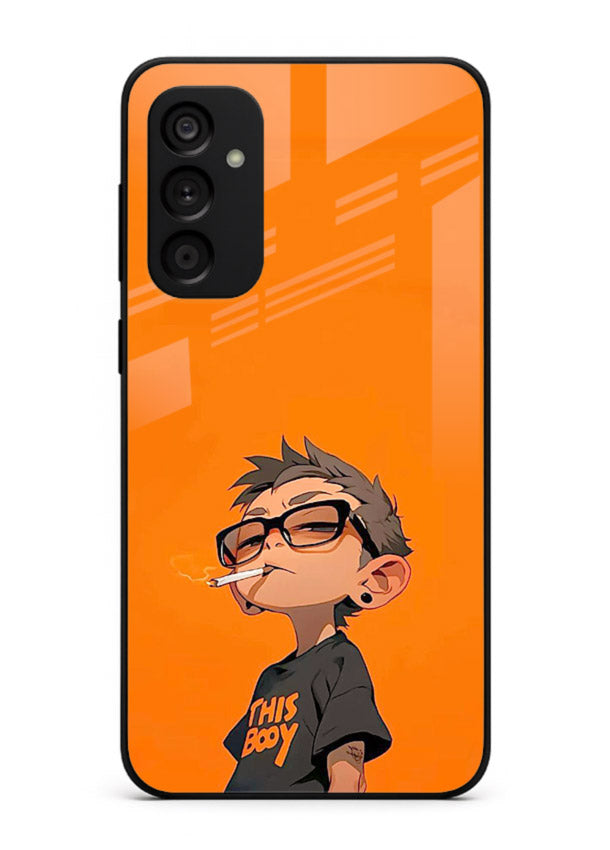 Orange Boy Character cartoon artwork Samsung A04s 5G glass back cover