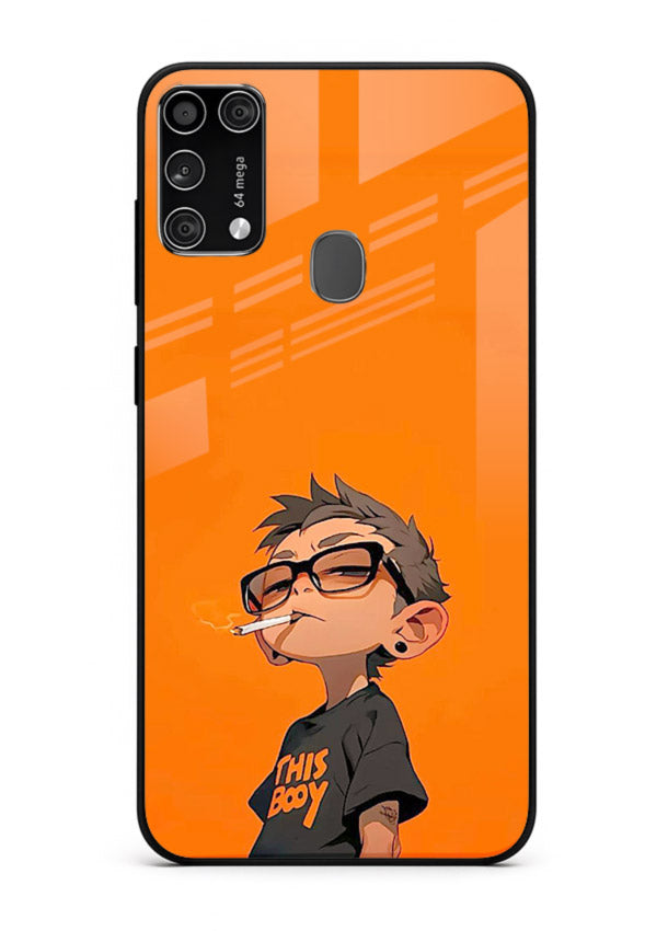 Orange Boy Character cartoon artwork Samsung M31 Prime glass back cover