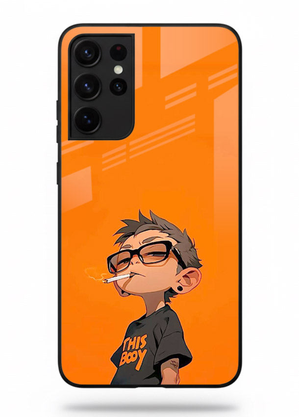 Orange Boy Character cartoon artwork Samsung S21 Ultra glass back cover