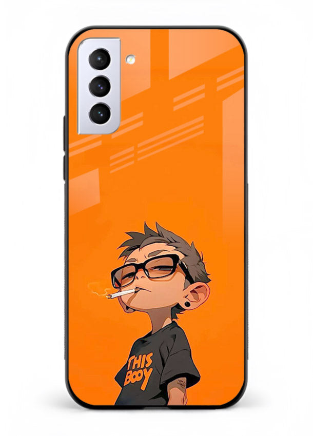 Orange Boy Character cartoon artwork Samsung S21 FE glass back cover