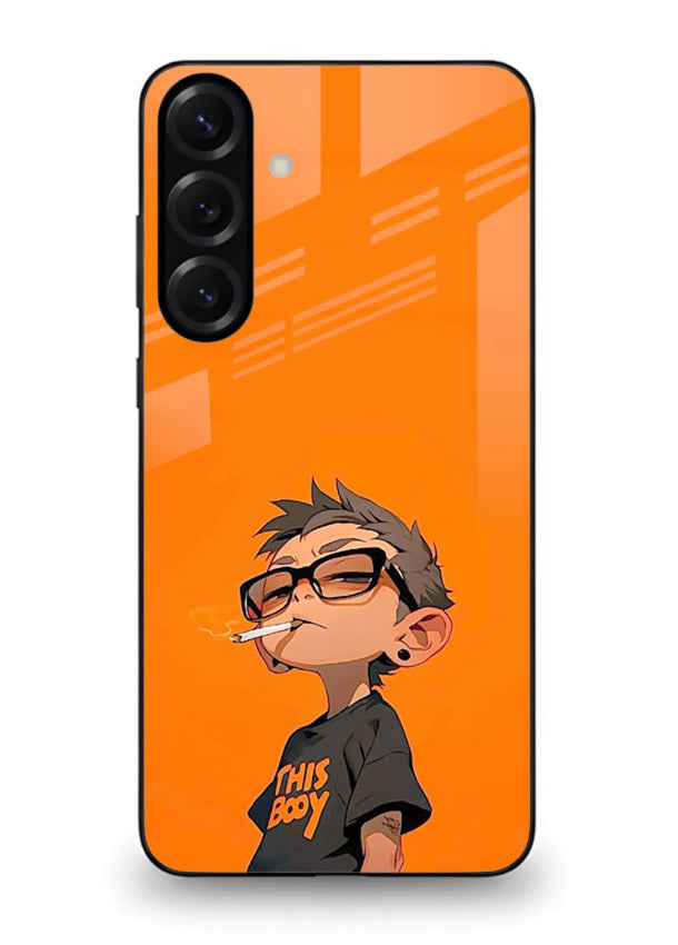 Orange Boy Character cartoon artwork Samsung S24 FE glass back cover