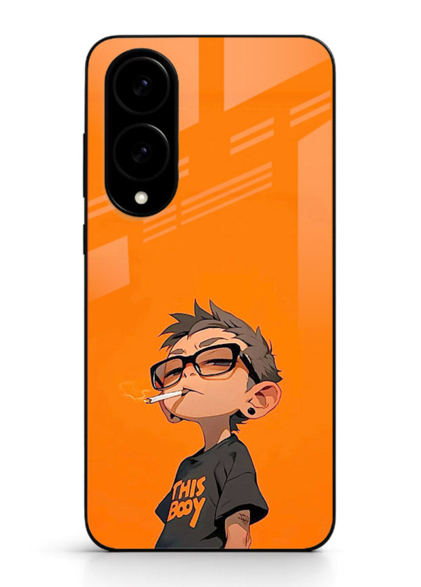 Orange Boy Character cartoon artwork Samsung S25 Edge glass back cover