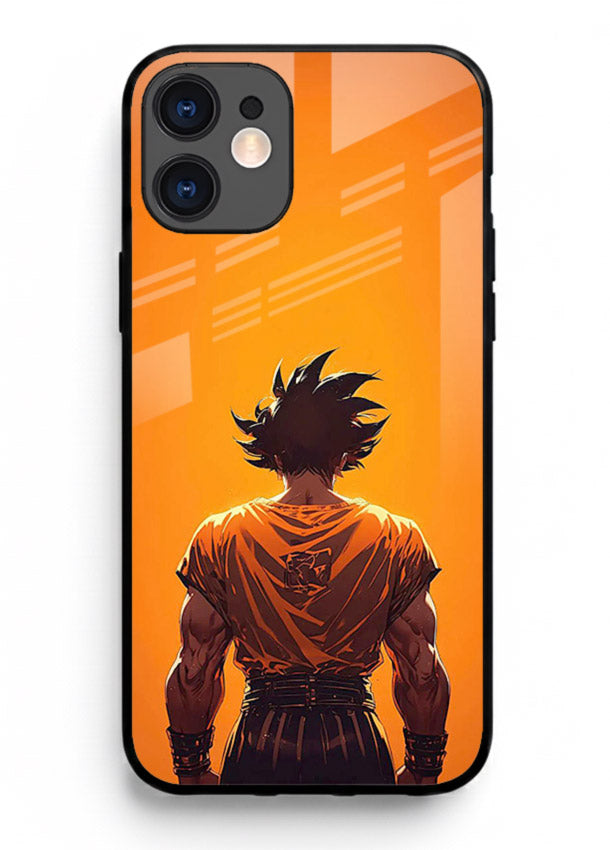 goku orange back silhouette anime art iphone 12 mini glass cover warm sunset case
