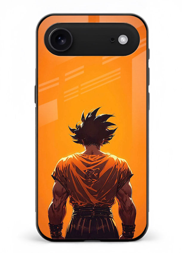 goku orange back silhouette anime art iphone 17 air glass cover warm sunset case