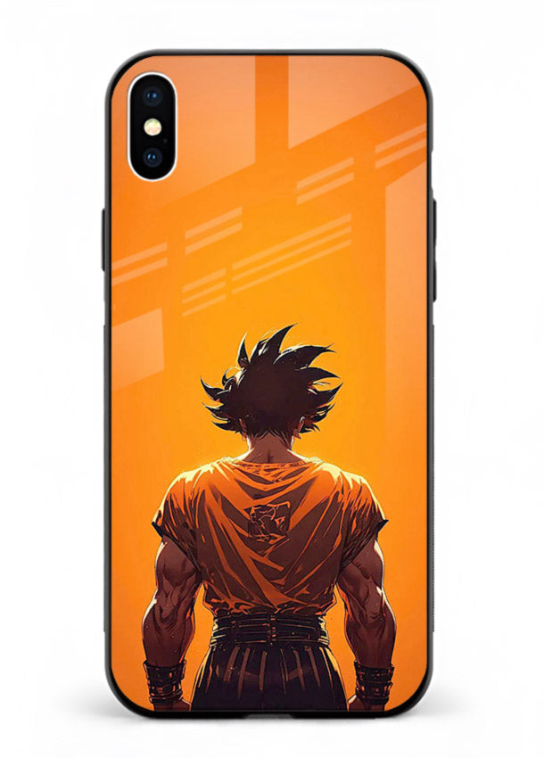 goku orange back silhouette anime art iphone xs max glass cover warm sunset case