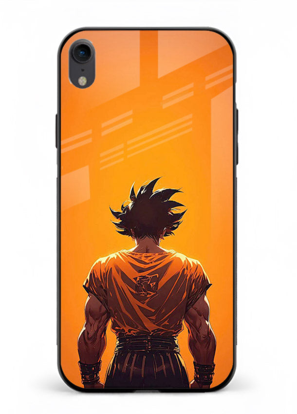 goku orange back silhouette anime art iphone xr glass cover warm sunset case