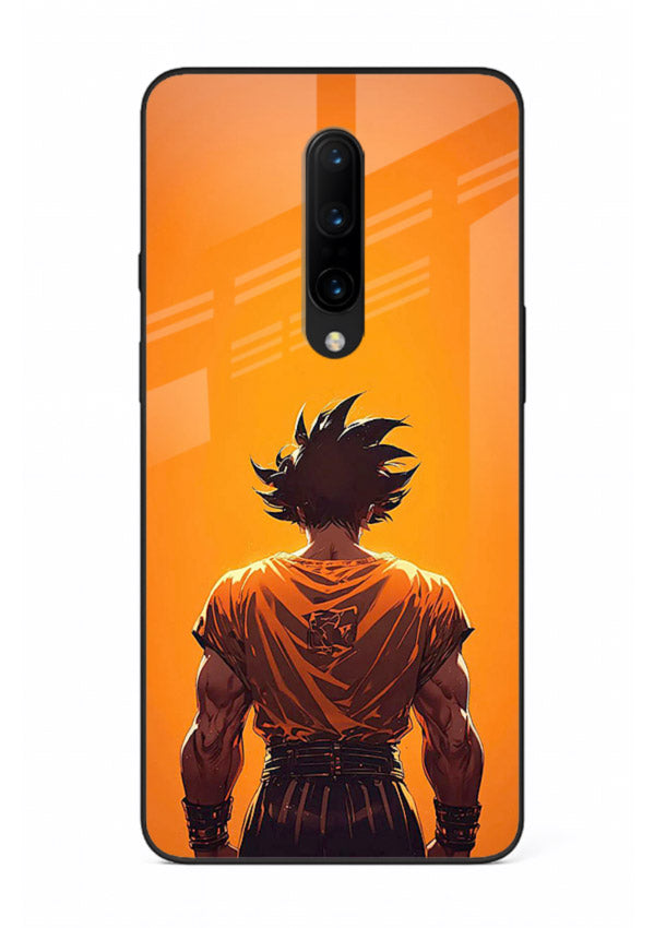 goku orange back silhouette anime art OnePlus 8 glass cover warm sunset case