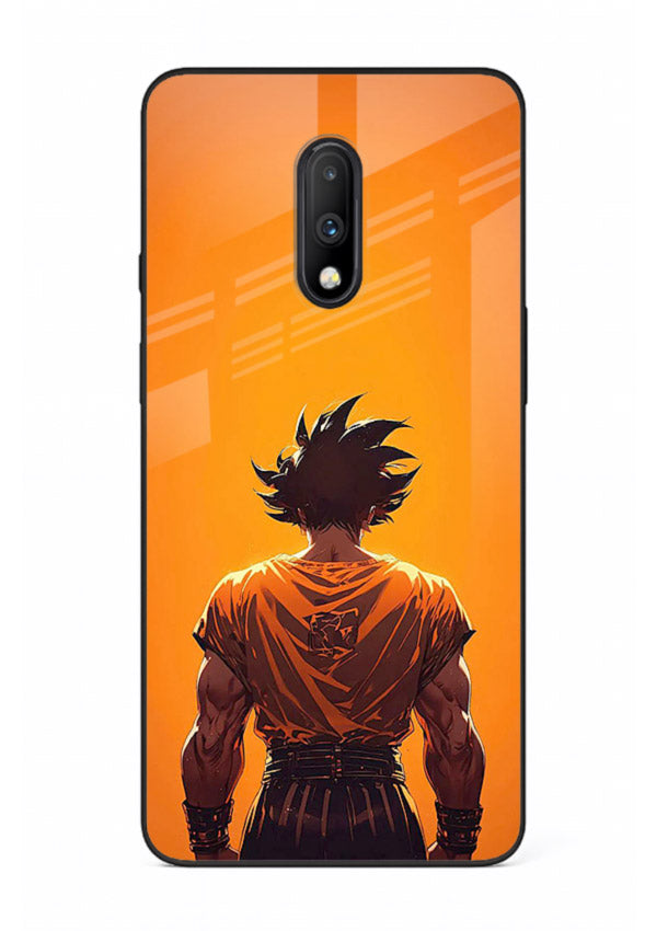 goku orange back silhouette anime art OnePlus 7 glass cover warm sunset case
