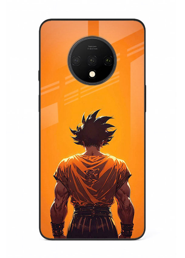 goku orange back silhouette anime art OnePlus 7T glass cover warm sunset case