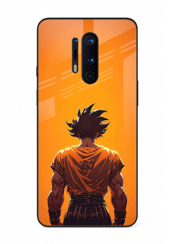goku orange back silhouette anime art OnePlus 8 Pro glass cover warm sunset case