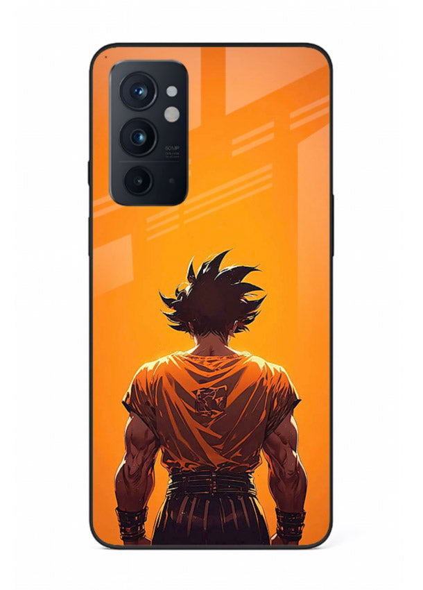 goku orange back silhouette anime art OnePlus 9RT glass cover warm sunset case
