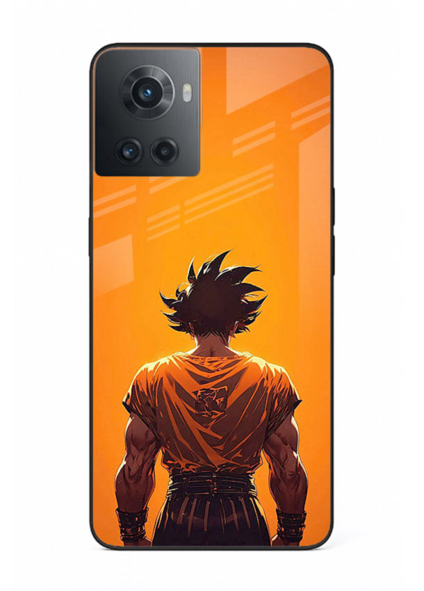 goku orange back silhouette anime art OnePlus 10R glass cover warm sunset case