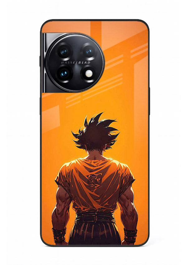 goku orange back silhouette anime art OnePlus 11 glass cover warm sunset case