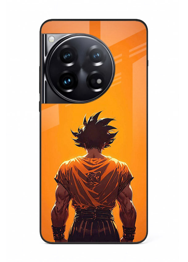 goku orange back silhouette anime art OnePlus 12 glass cover warm sunset case