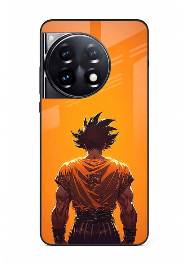 goku orange back silhouette anime art OnePlus 12R glass cover warm sunset case