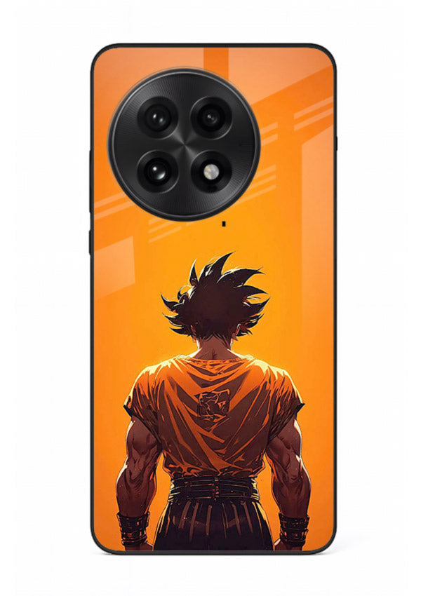 goku orange back silhouette anime art OnePlus 13 glass cover warm sunset case