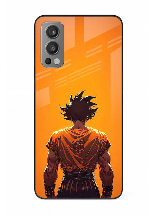 goku orange back silhouette anime art OnePlus Nord 2 glass cover warm sunset case