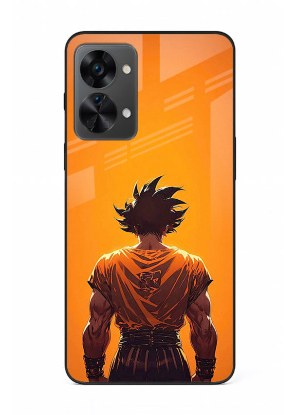 goku orange back silhouette anime art OnePlus Nord 2T glass cover warm sunset case
