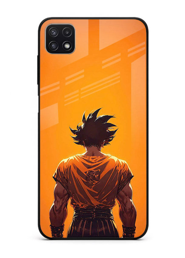 goku orange back silhouette anime art Samsung F42 5G glass cover warm sunset case