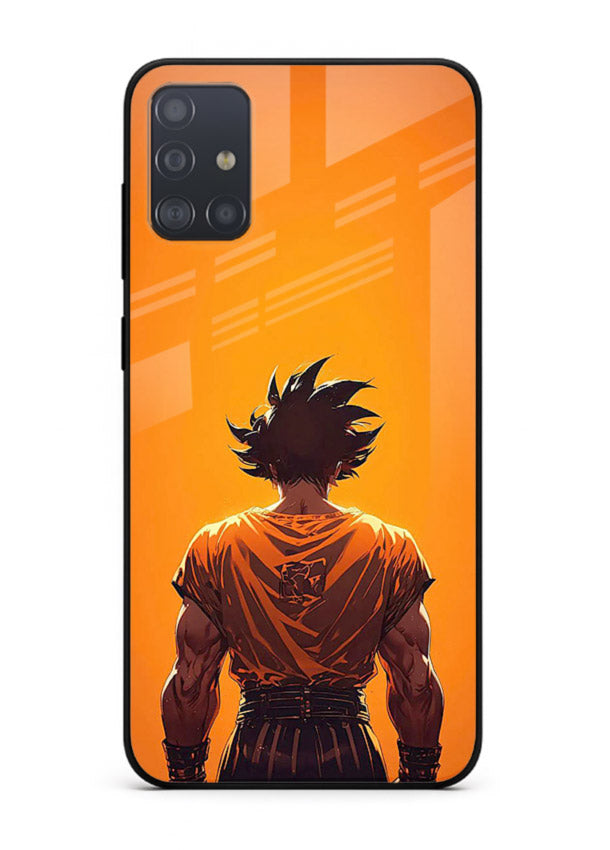 goku orange back silhouette anime art Samsung A71 glass cover warm sunset case