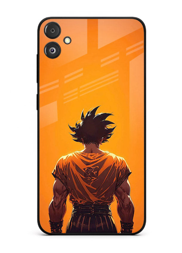 goku orange back silhouette anime art Samsung F04 5G glass cover warm sunset case