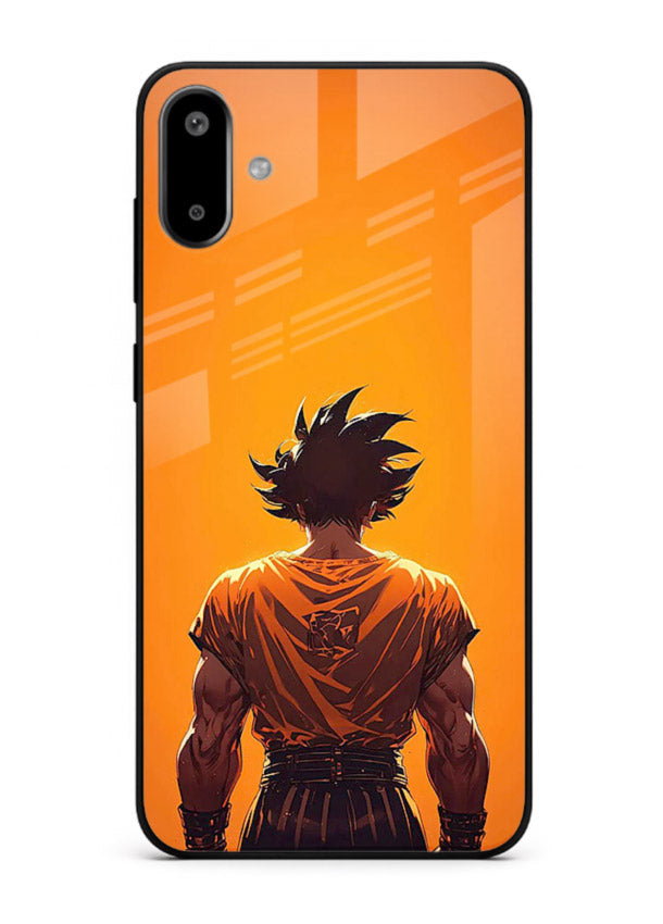 goku orange back silhouette anime art Samsung F06 5G glass cover warm sunset case