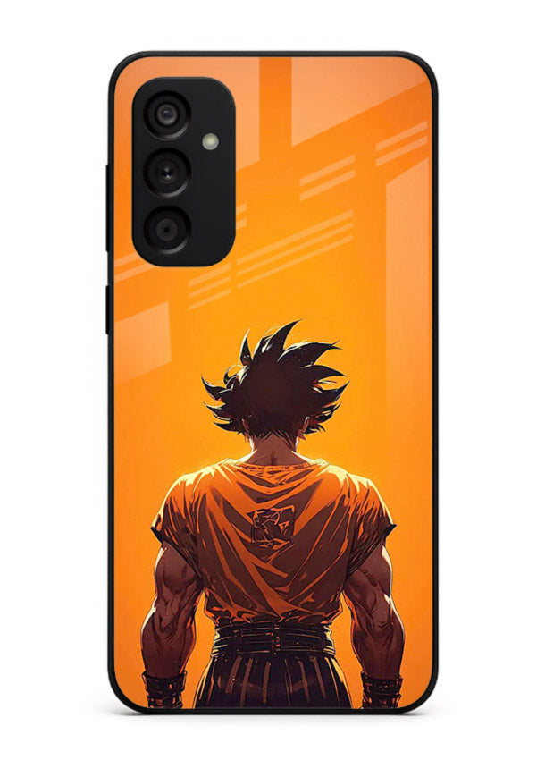 goku orange back silhouette anime art Samsung M13 4G glass cover warm sunset case