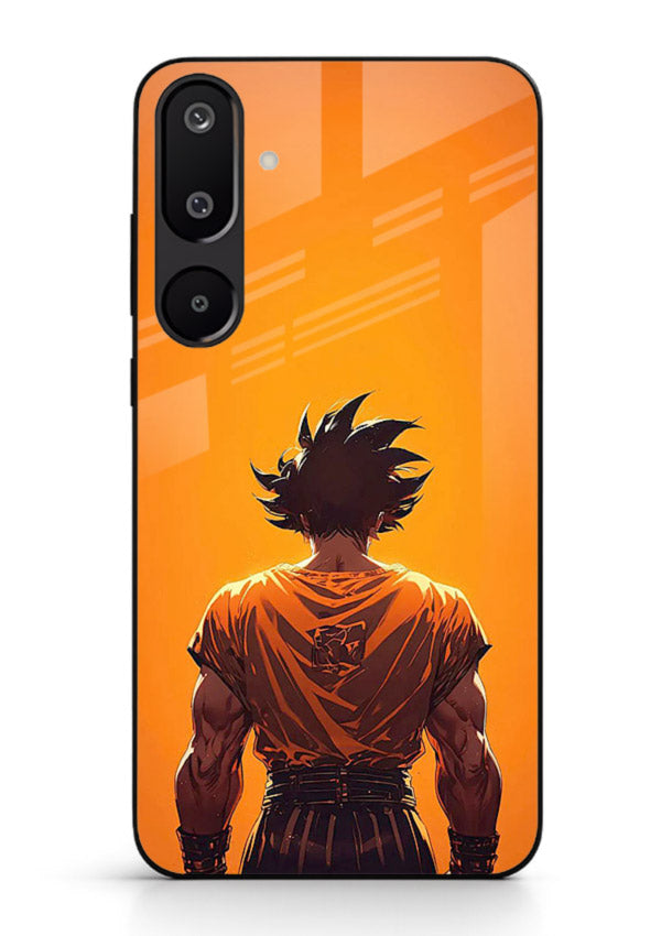 goku orange back silhouette anime art Samsung M16 5G glass cover warm sunset case