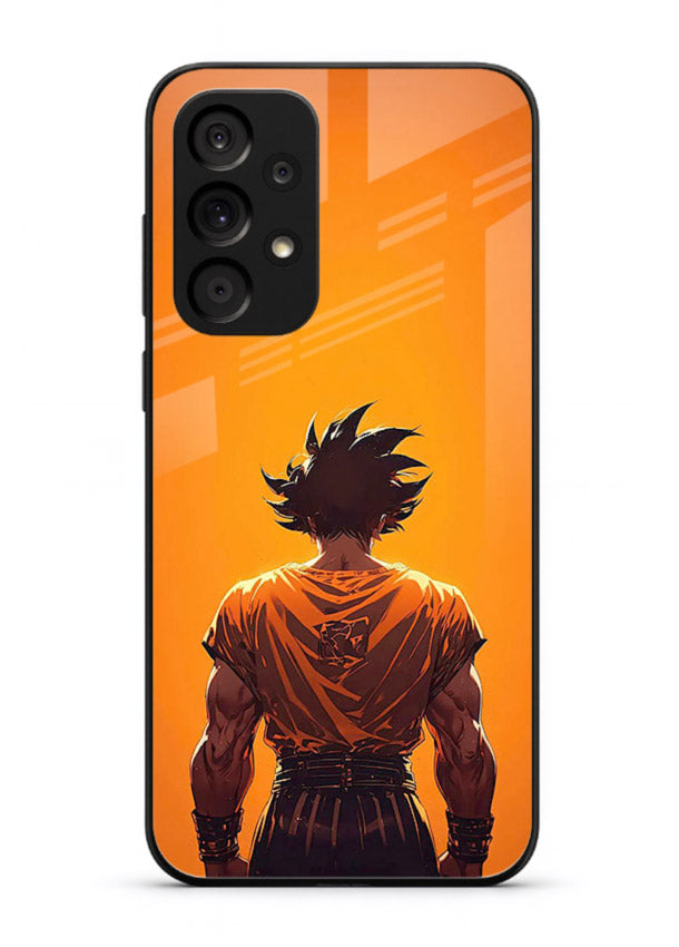 goku orange back silhouette anime art Samsung A73 5G glass cover warm sunset case