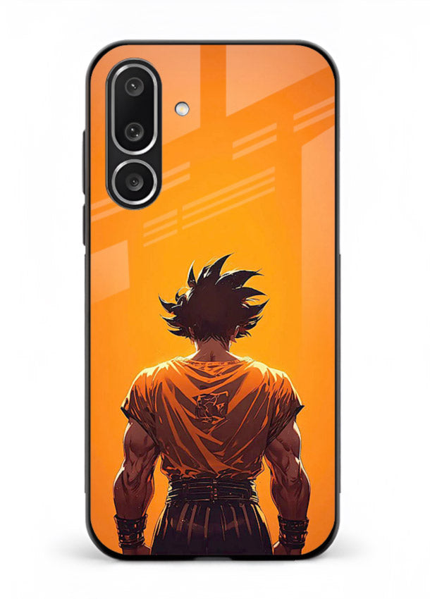 goku orange back silhouette anime art Samsung M36 5G glass cover warm sunset case
