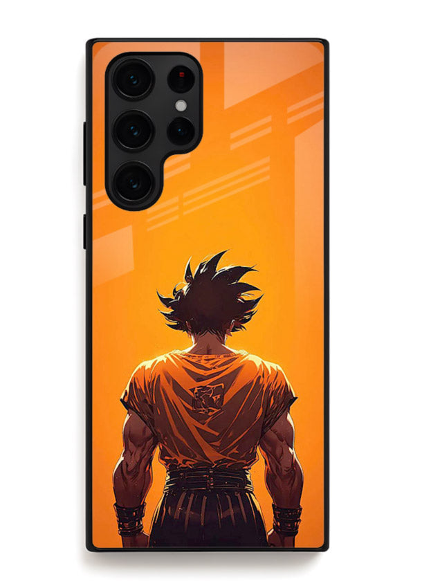 goku orange back silhouette anime art Samsung S23 Ultra glass cover warm sunset case