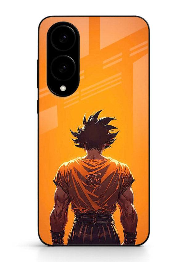 goku orange back silhouette anime art Samsung S25 Edge glass cover warm sunset case