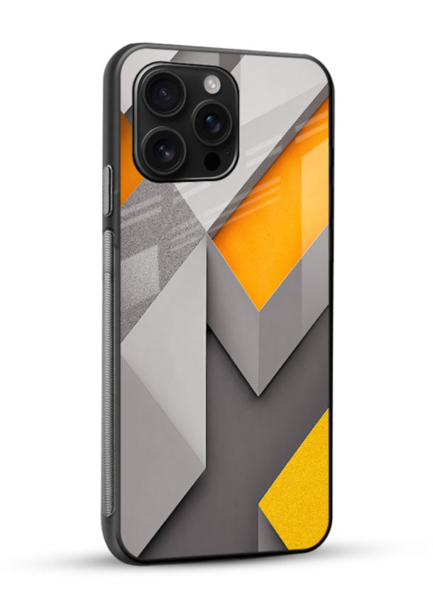 Orange Grey Cubes glass back cover with 3D geometric cube pattern - 2