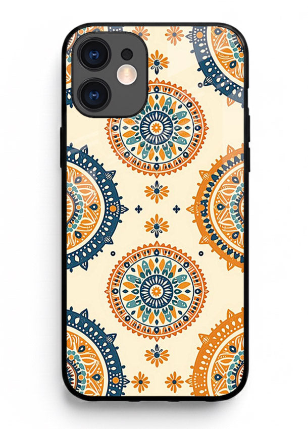 Orange Mandala Pattern vibrant mandala pattern iphone 12 mini glass back cover