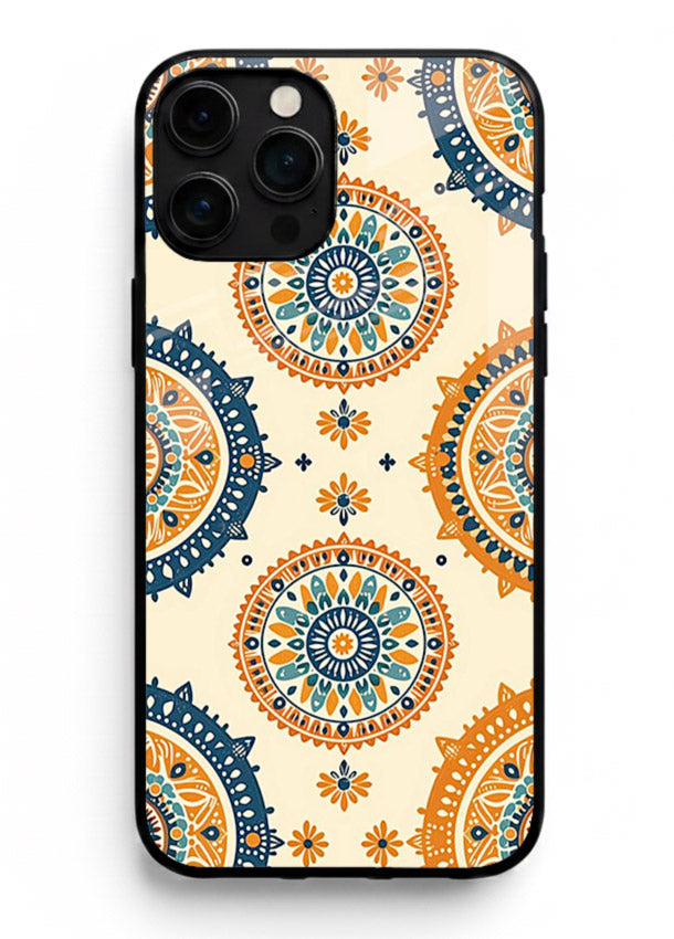 Orange Mandala Pattern vibrant mandala pattern iphone 14 pro max glass back cover
