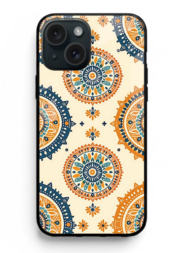 Orange Mandala Pattern vibrant mandala pattern iphone 14 plus glass back cover