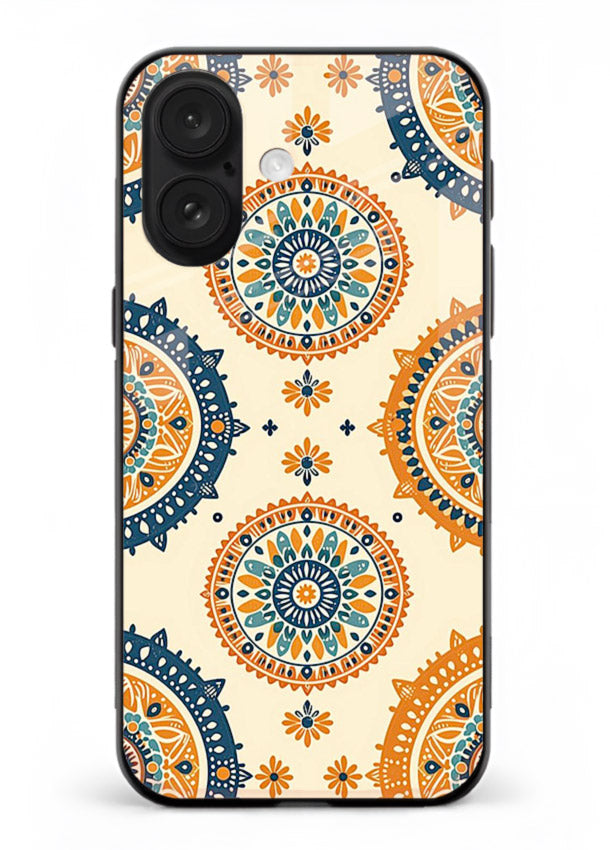 Orange Mandala Pattern vibrant mandala pattern iphone 16 glass back cover