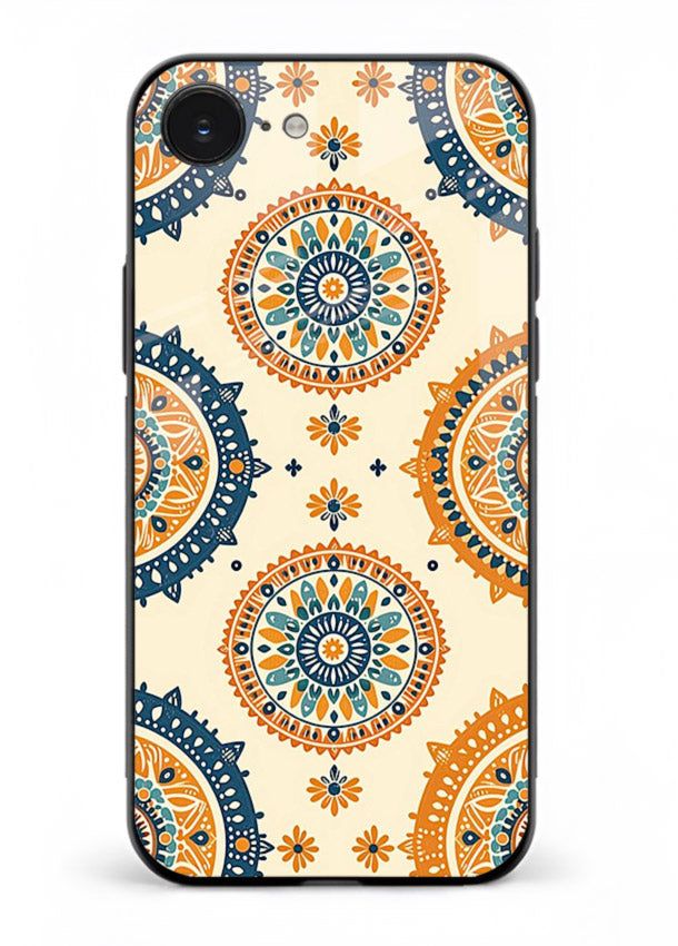 Orange Mandala Pattern vibrant mandala pattern iphone 16e glass back cover