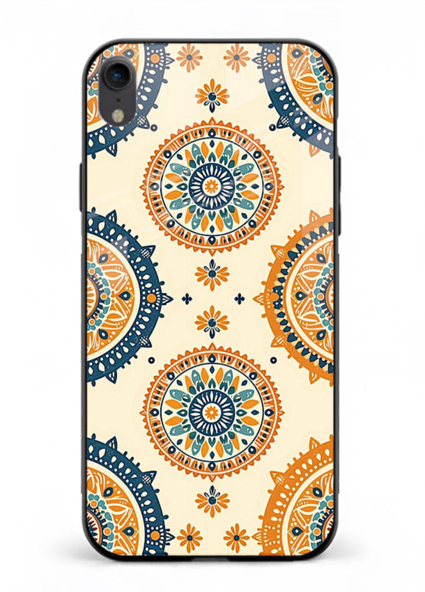 Orange Mandala Pattern vibrant mandala pattern iphone xr glass back cover