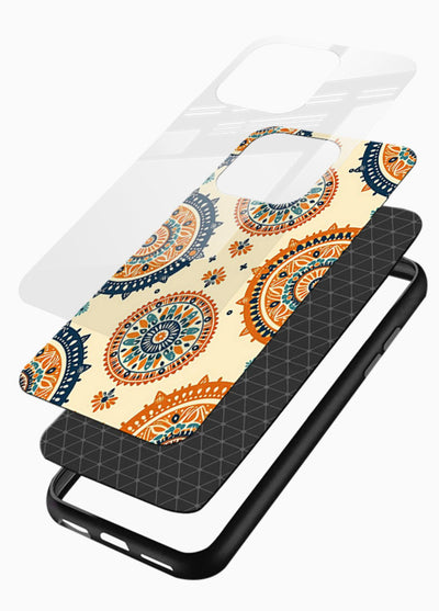 Orange Mandala Pattern vibrant mandala pattern glossy vibrant premium glass back cover - Angle Layers