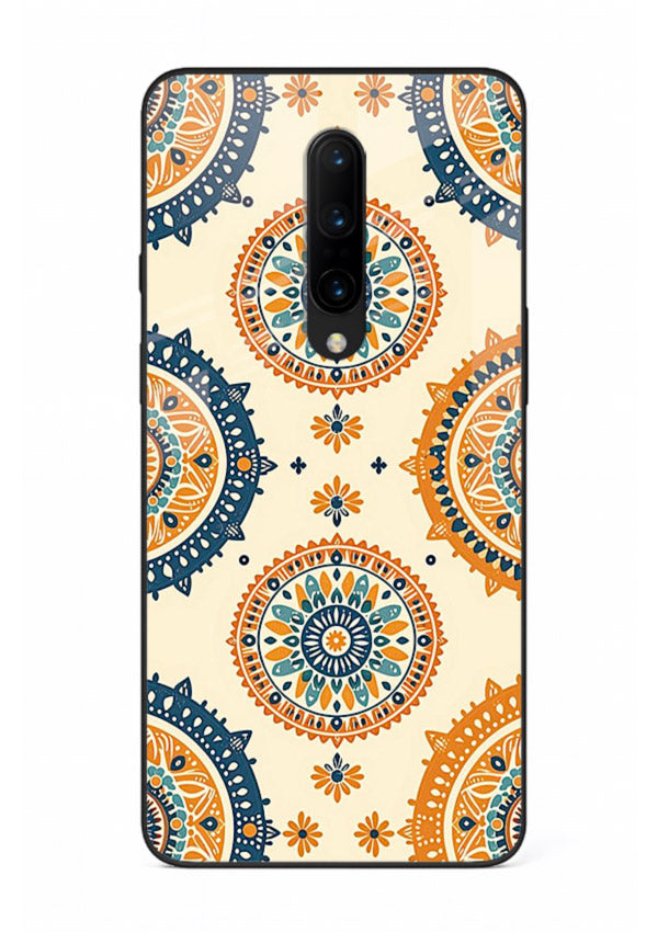 Orange Mandala Pattern vibrant mandala pattern OnePlus 7T Pro glass back cover