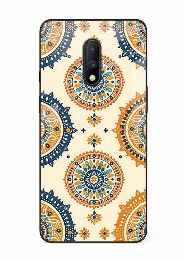 Orange Mandala Pattern vibrant mandala pattern OnePlus 7 glass back cover