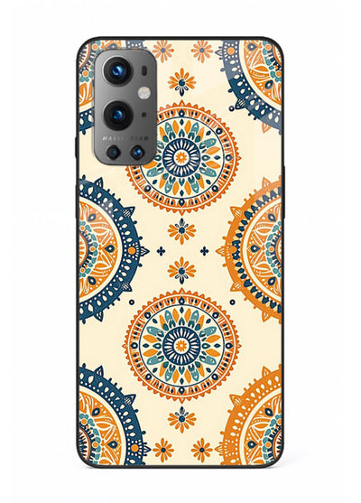 Orange Mandala Pattern vibrant mandala pattern OnePlus 9 glass back cover