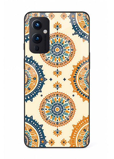 Orange Mandala Pattern vibrant mandala pattern OnePlus 9 Pro glass back cover