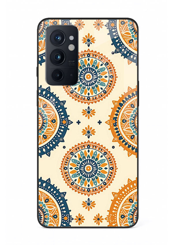 Orange Mandala Pattern vibrant mandala pattern OnePlus 9RT glass back cover