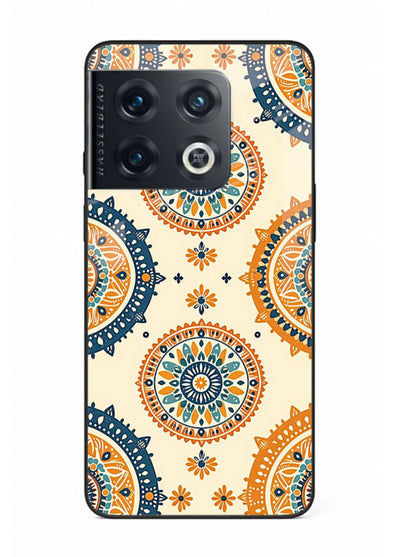 Orange Mandala Pattern vibrant mandala pattern OnePlus 10 Pro glass back cover